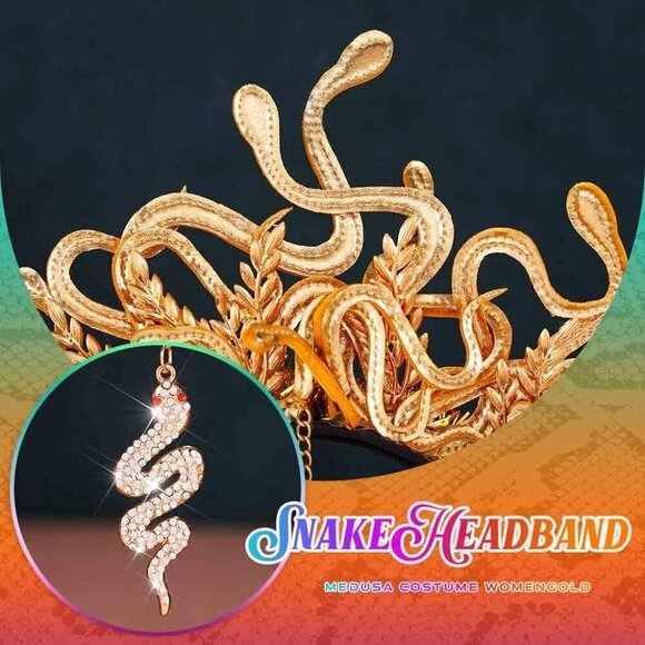 Medusa Snake Headband Gold Halloween Costume Accessory Greek Goddess main image 6
